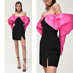 Nafsika Skourti Opera Puff Sleeve Off the Shoulder Mini Dress Size 4